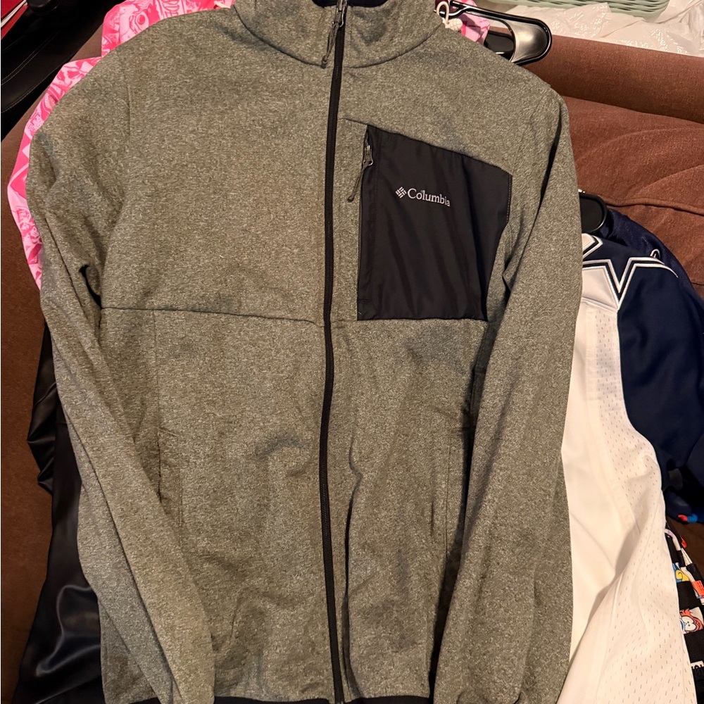 Columbia Charcoal Jacket with Blue Trim